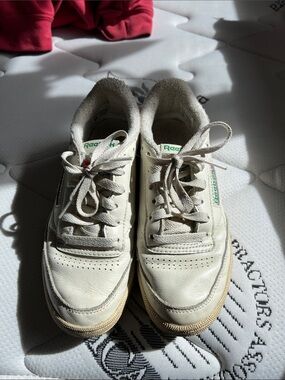 Reebok White Leather Sneakers with Green Logo